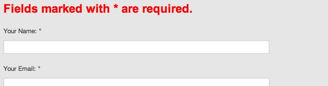 Contact form required fields